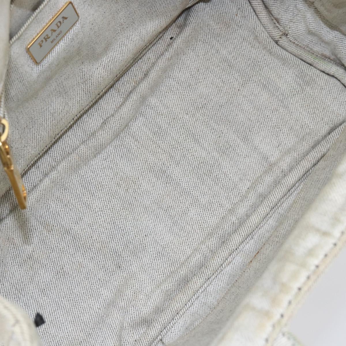 PRADA Canapa PM Hand Bag Canvas Gray Gold Auth 150536