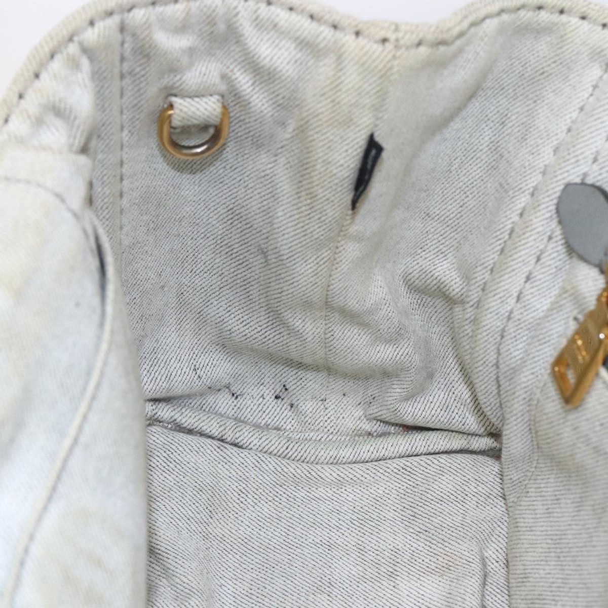 PRADA Canapa PM Hand Bag Canvas Gray Gold Auth 150536