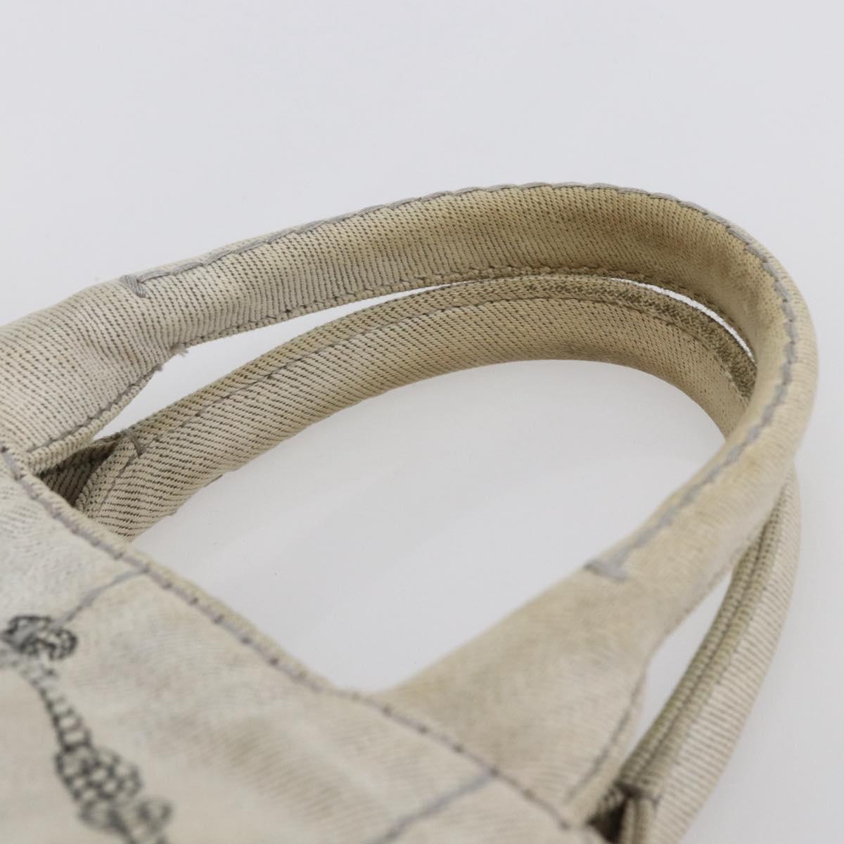PRADA Canapa PM Hand Bag Canvas Gray Gold Auth 150536