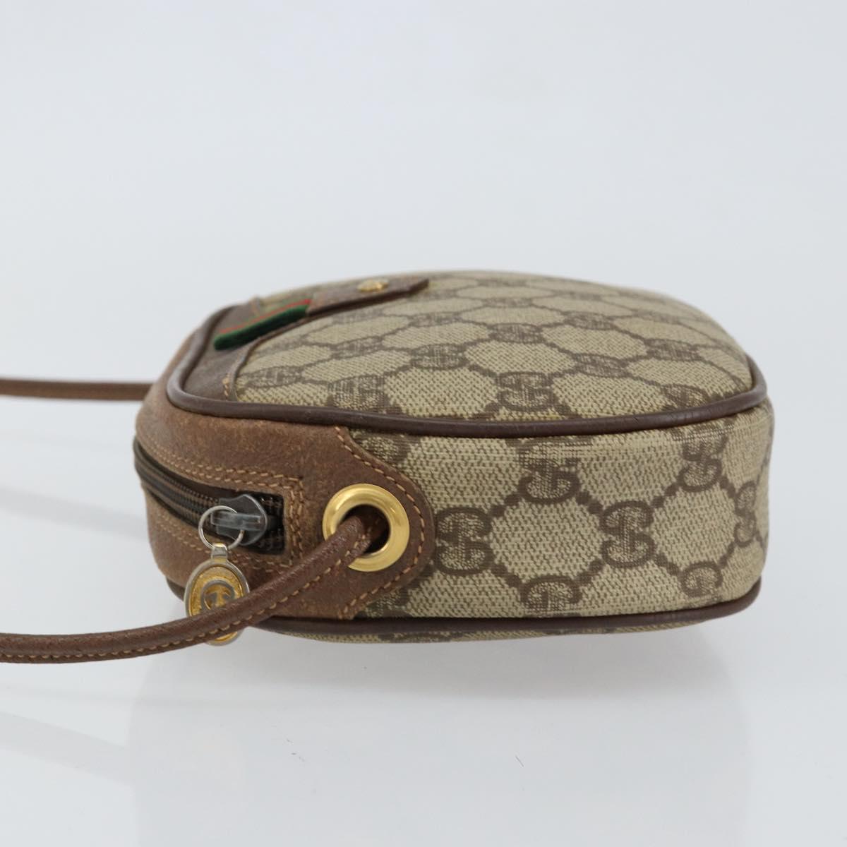 GUCCI GG Supreme Web Sherry Line Shoulder Bag PVC Beige Red Auth 150543