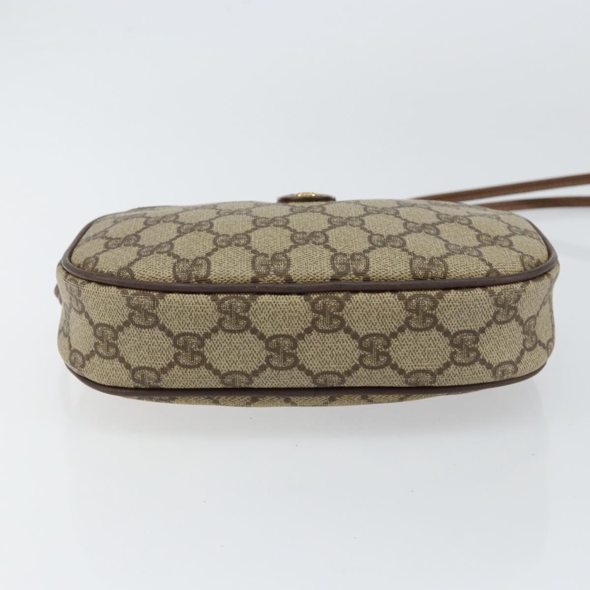 GUCCI GG Supreme Web Sherry Line Shoulder Bag PVC Beige Red Auth 150543