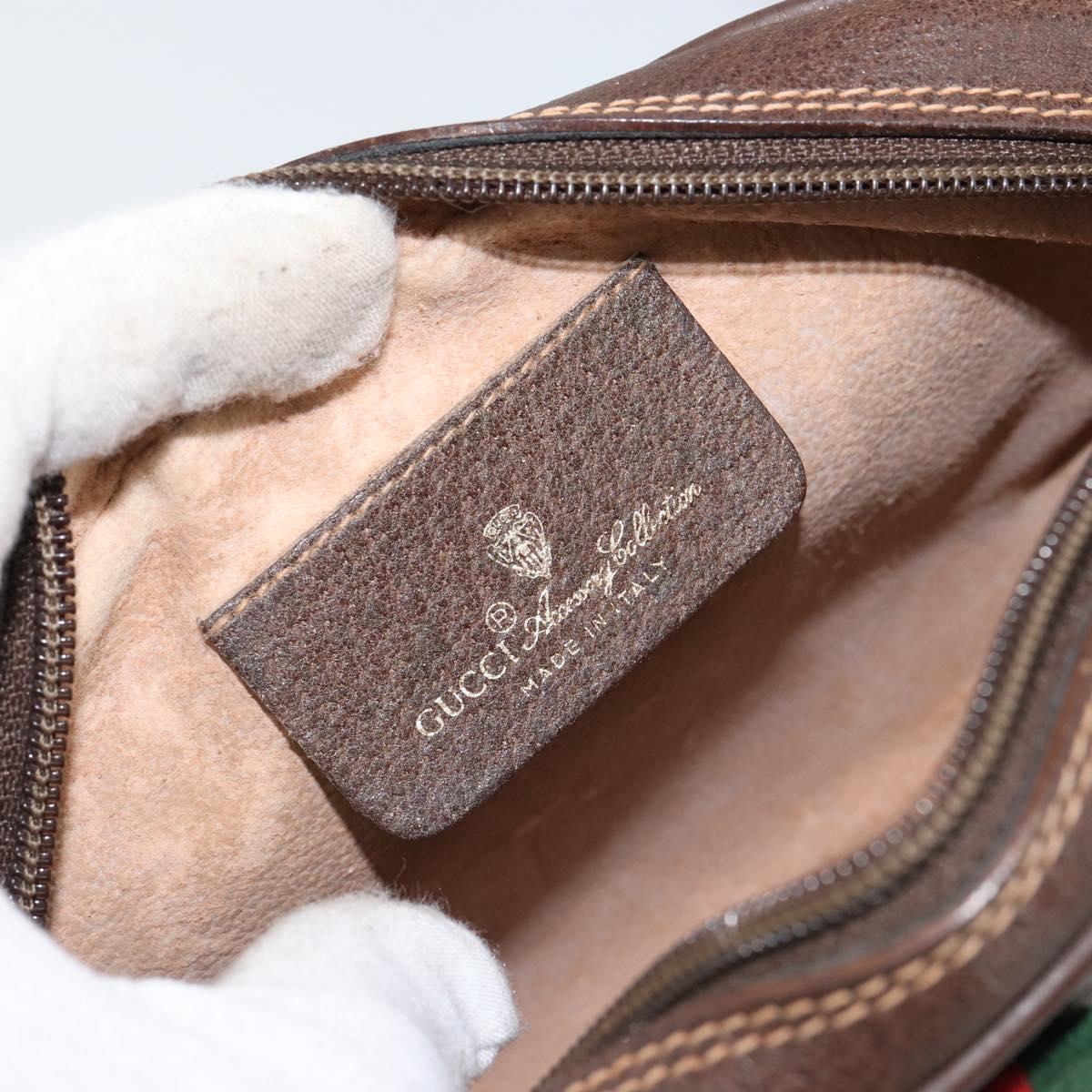 GUCCI GG Supreme Web Sherry Line Bag PVC Beige Red 156 02 066 Auth 150544