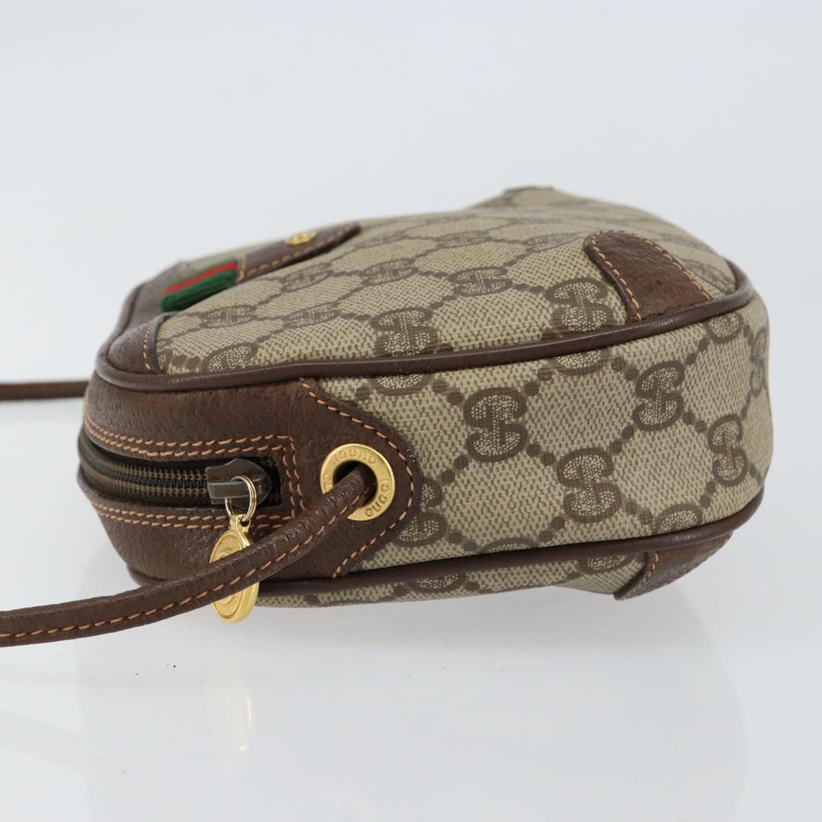 GUCCI GG Supreme Web Sherry Line Bag PVC Beige Red 156 02 066 Auth 150544