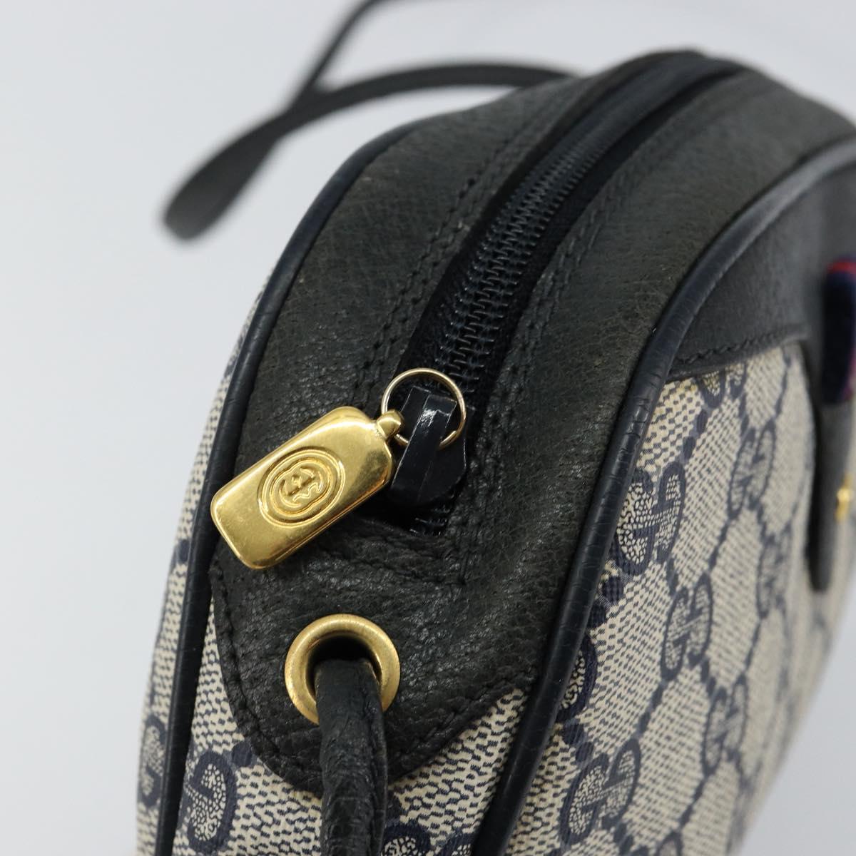 GUCCI GG Supreme Sherry Line Shoulder Bag PVC Navy Red 89 02 066 Auth 150546