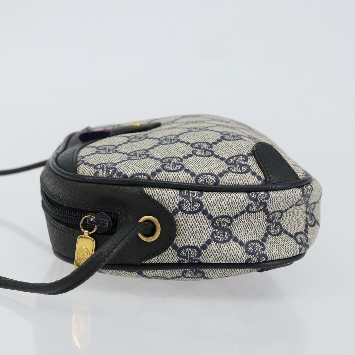 GUCCI GG Supreme Sherry Line Shoulder Bag PVC Navy Red 89 02 066 Auth 150546