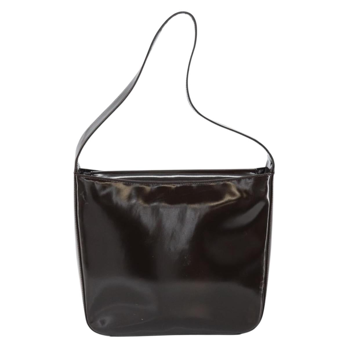 GUCCI Soho Shoulder Bag Patent leather Brown Silver 000 1046 0506 Auth 150547
