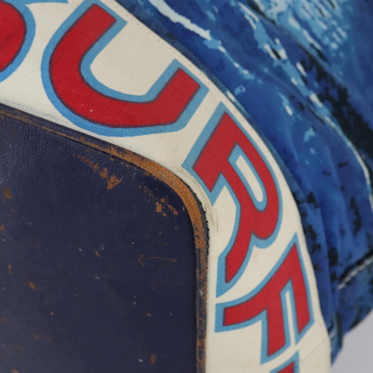 CHANEL Surfline Tote Bag Canvas Blue White CC Auth 150551