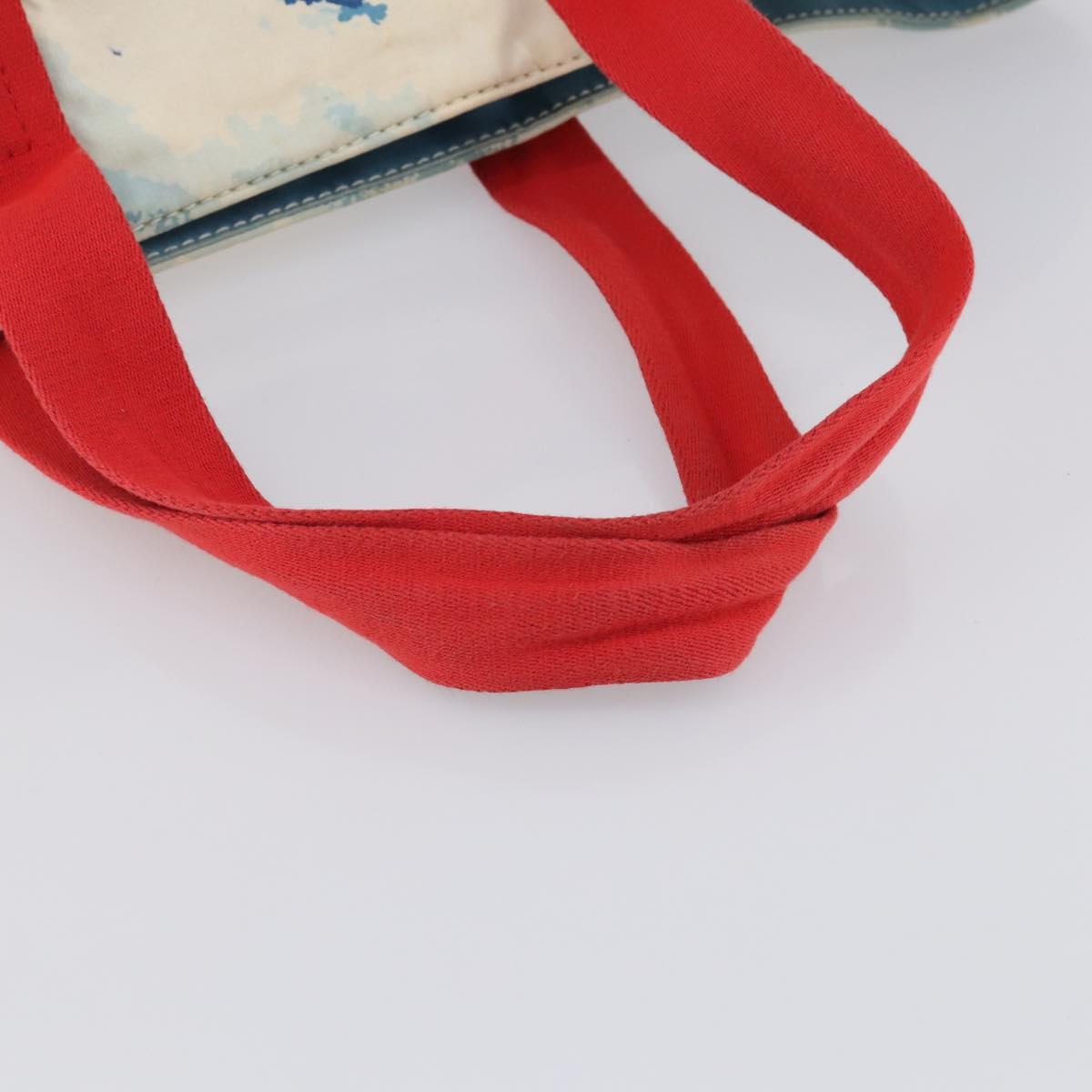 CHANEL Surfline Tote Bag Canvas Blue White CC Auth 150551