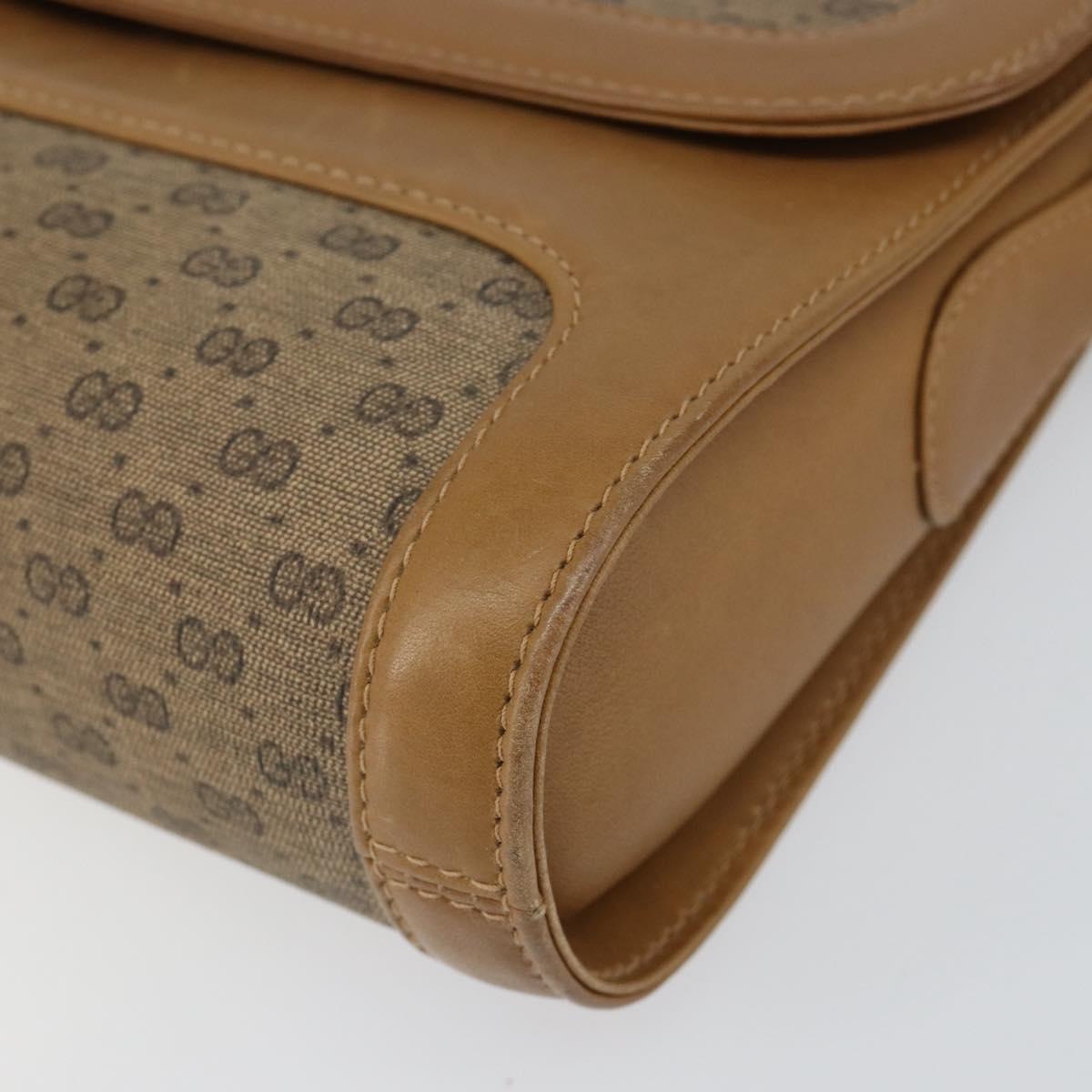 GUCCI Micro GG Supreme Shoulder Bag PVC Beige Gold Auth 150552