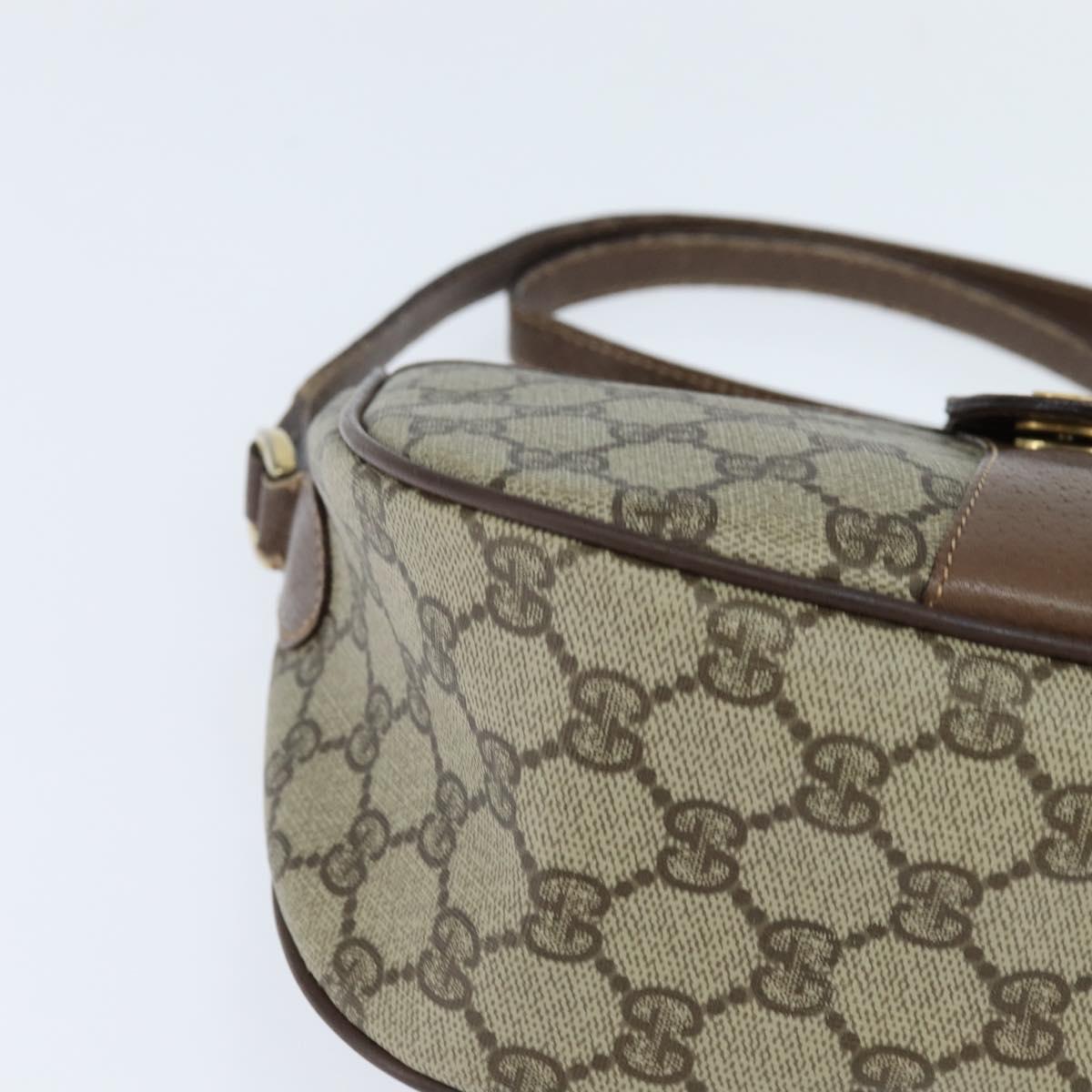 GUCCI GG Supreme Web Sherry Line Bag PVC Beige Gold 001 754 6177 Auth 150554