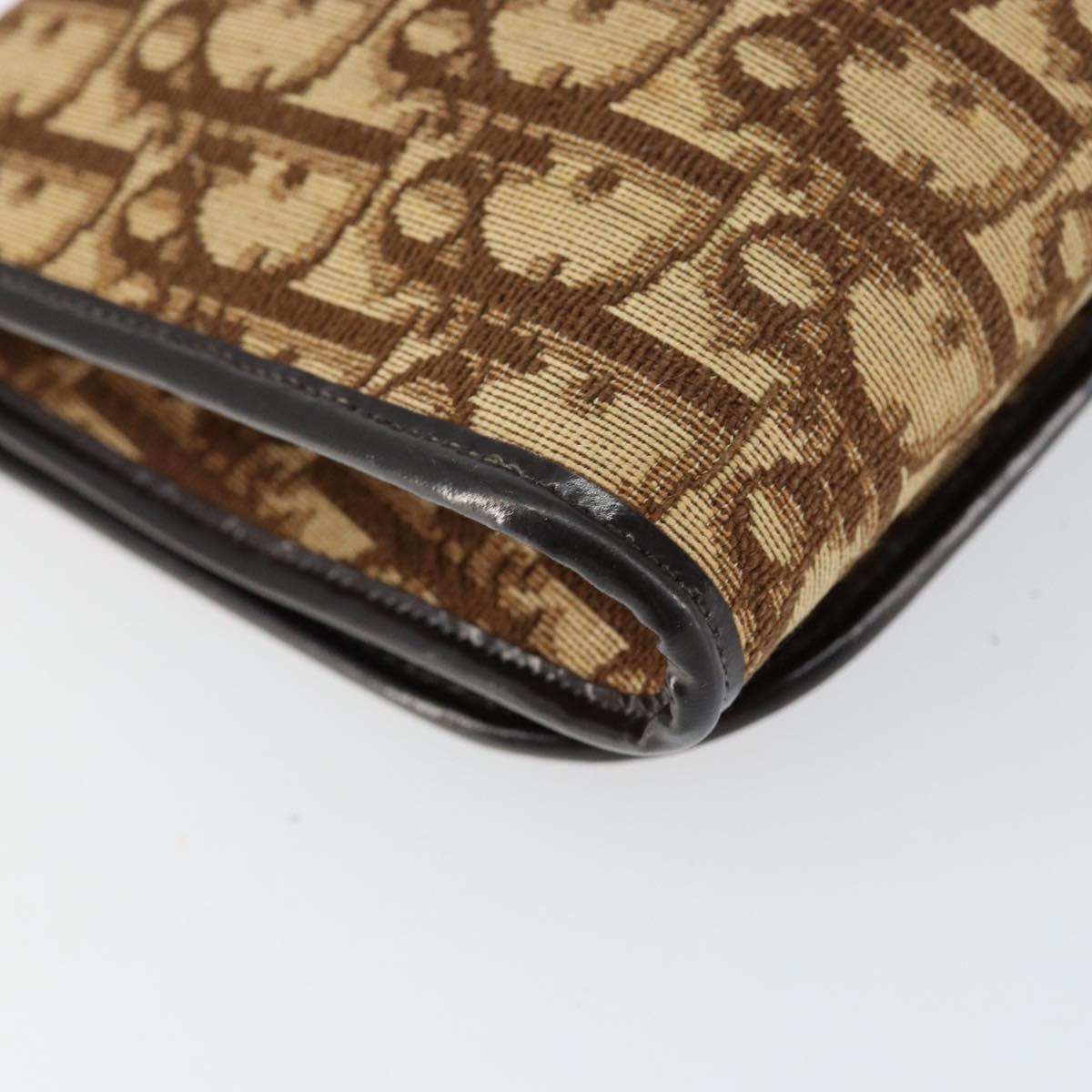 Christian Dior Trotter Canvas Shoulder Bag Beige Gold Auth 150566