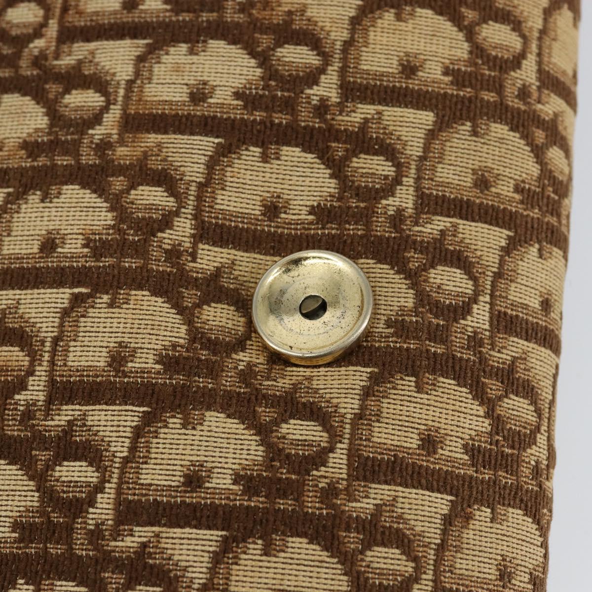 Christian Dior Trotter Canvas Shoulder Bag Beige Gold Auth 150566