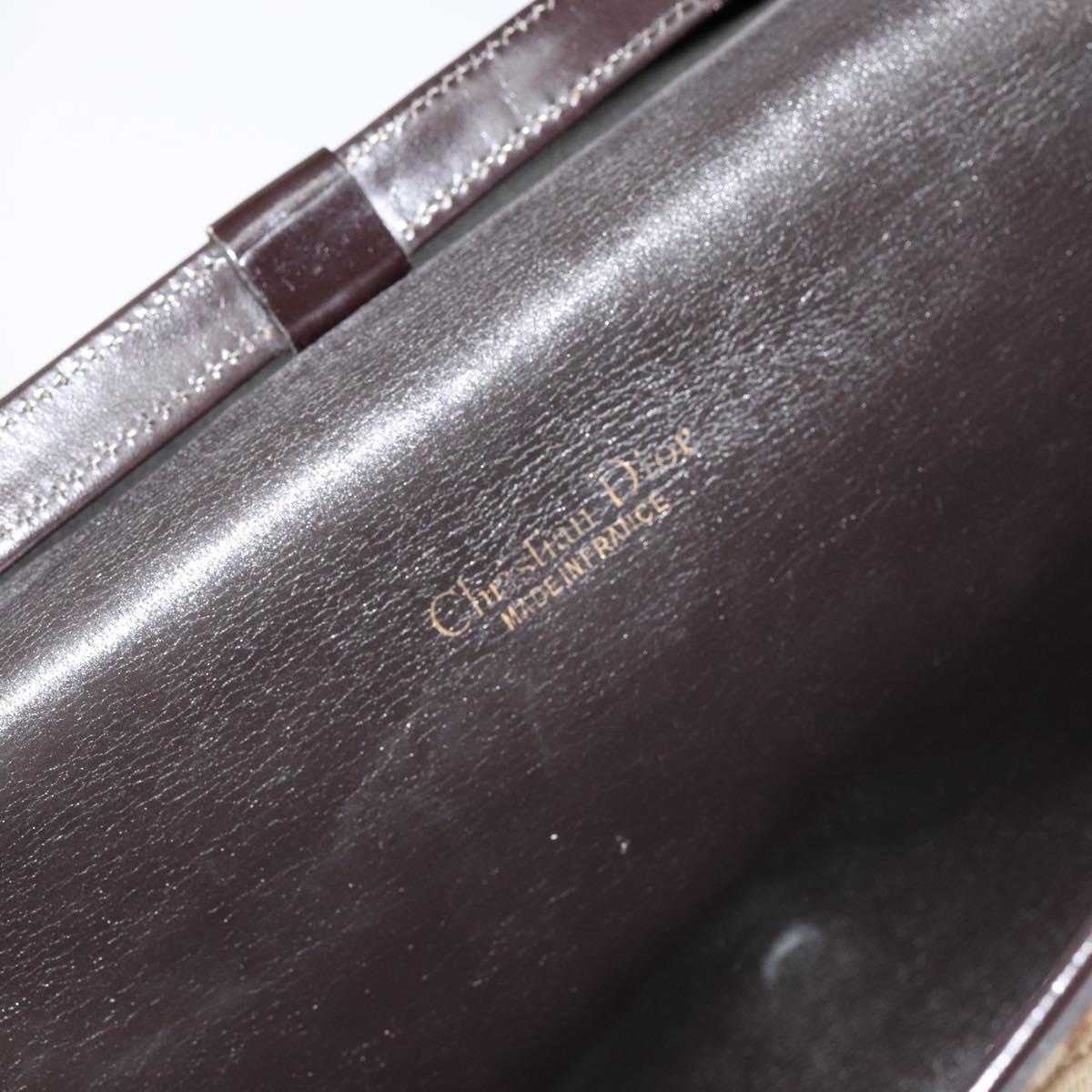 Christian Dior Trotter Canvas Shoulder Bag Beige Gold Auth 150566