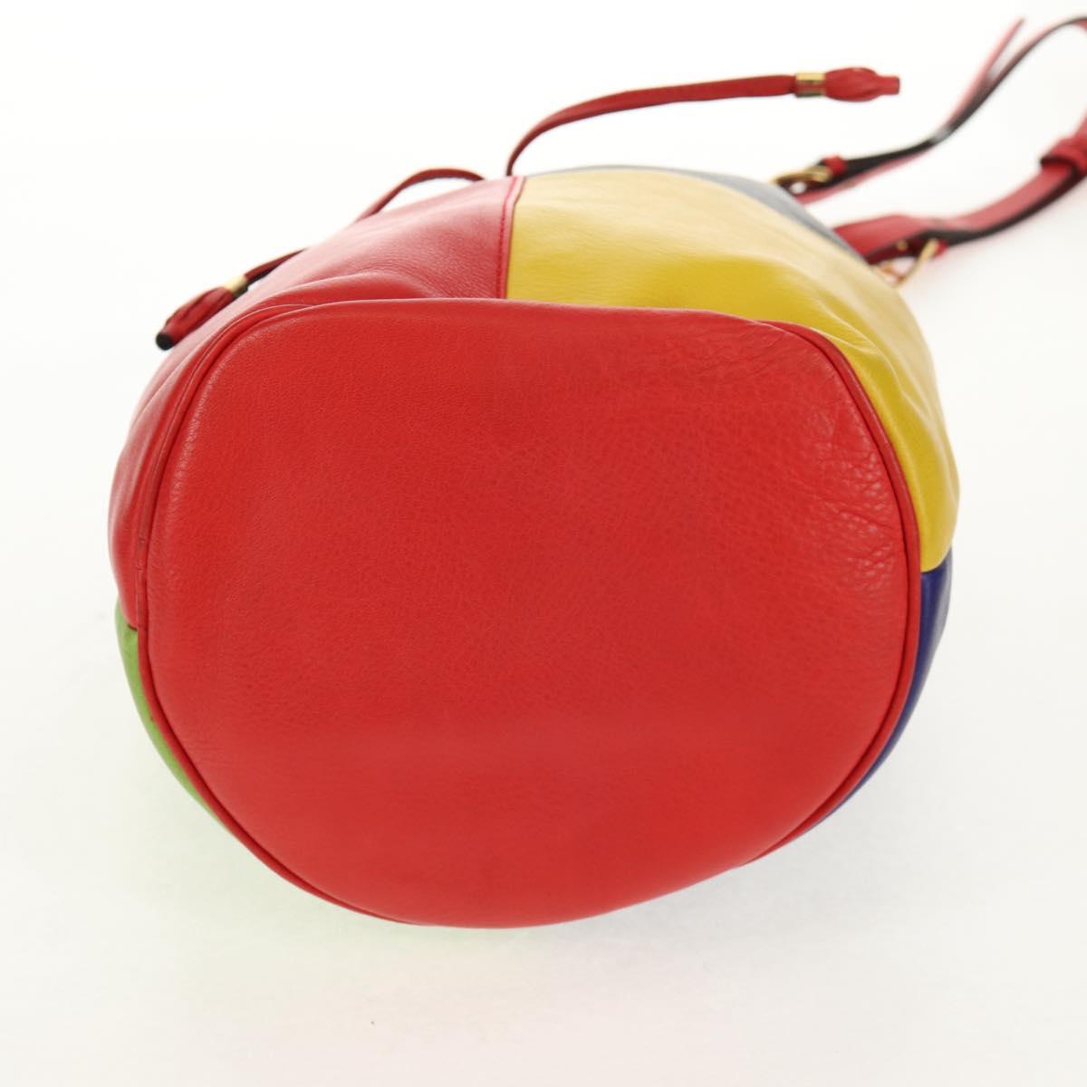 CELINE Shoulder Bag Leather Multicolor Gold Auth 150568