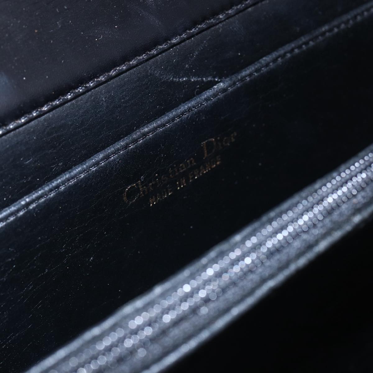 Christian Dior Hand Bag Leather Black Gold Auth 150570