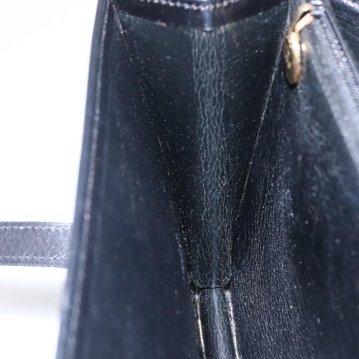 Christian Dior Hand Bag Leather Black Gold Auth 150570