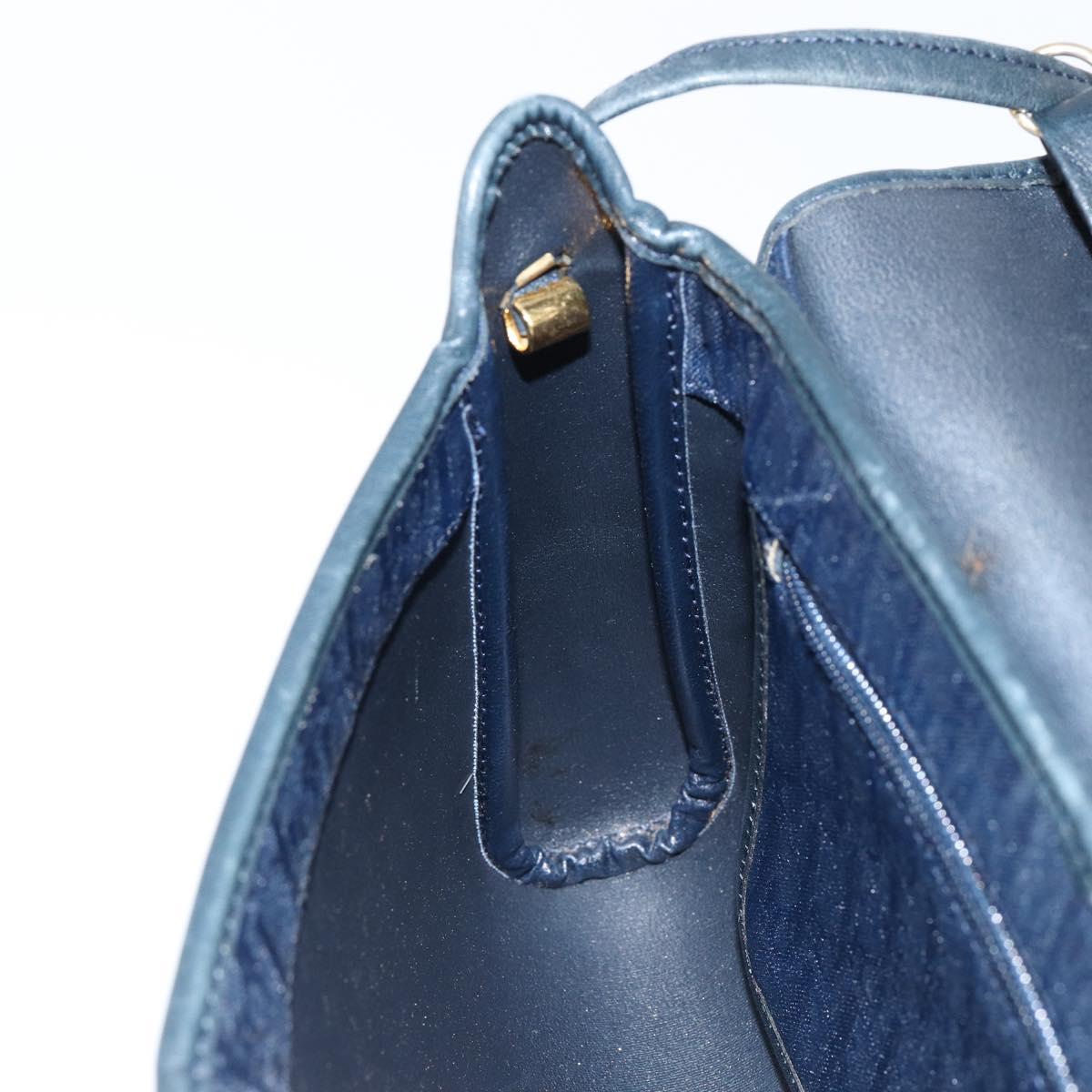 Christian Dior Trotter Canvas Shoulder Bag Navy Gold Auth 150571