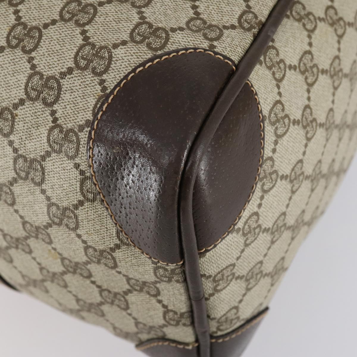 GUCCI GG Supreme Web Sherry Line Boston Bag PVC Beige Gold Auth 150574