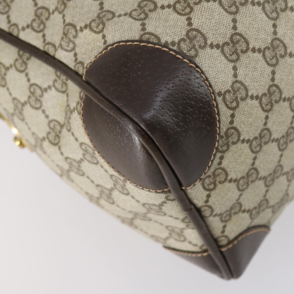 GUCCI GG Supreme Web Sherry Line Boston Bag PVC Beige Gold Auth 150574