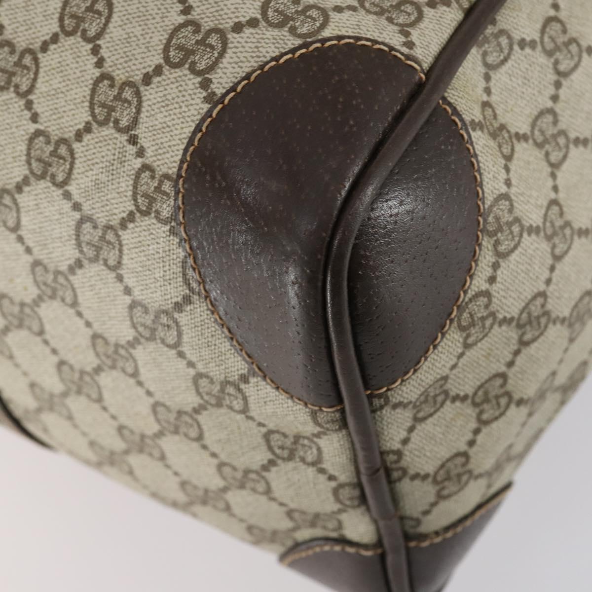 GUCCI GG Supreme Web Sherry Line Boston Bag PVC Beige Gold Auth 150574