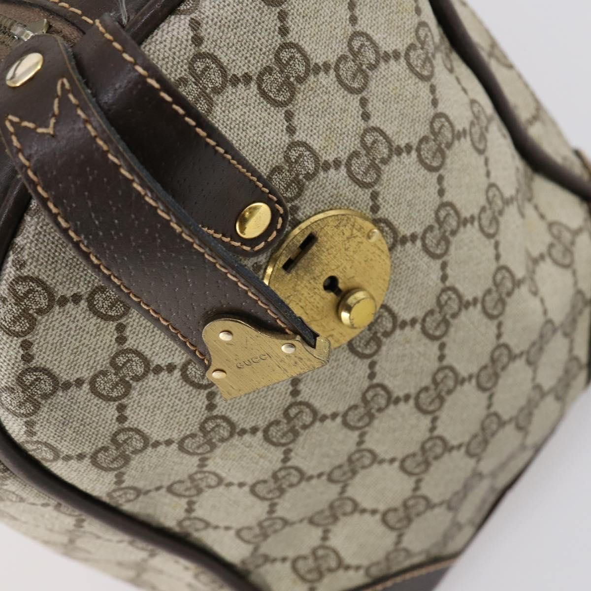 GUCCI GG Supreme Web Sherry Line Boston Bag PVC Beige Gold Auth 150574