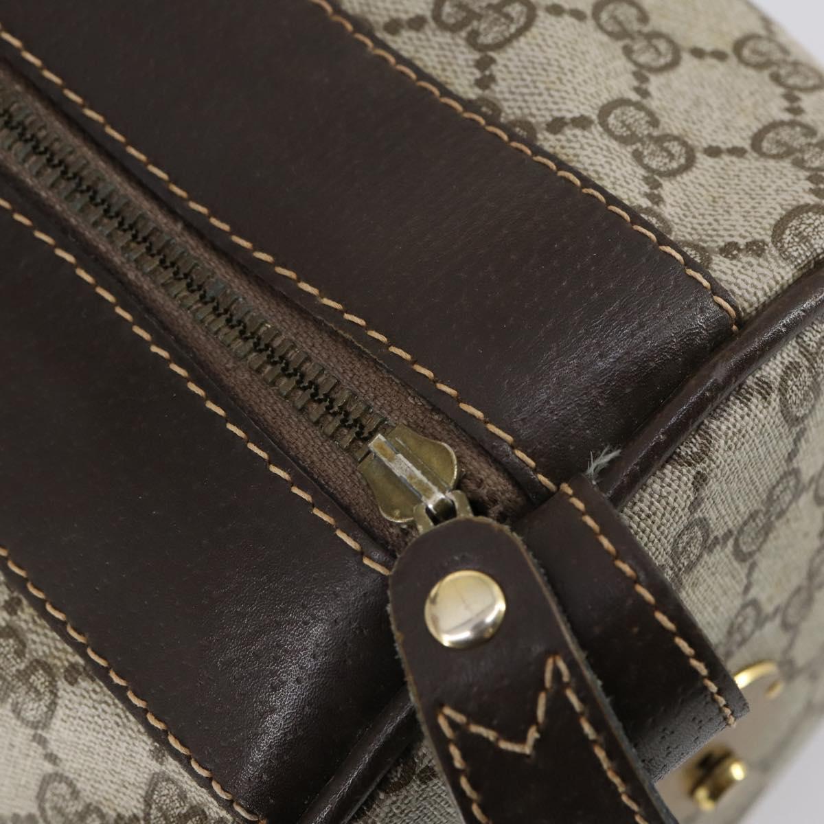 GUCCI GG Supreme Web Sherry Line Boston Bag PVC Beige Gold Auth 150574