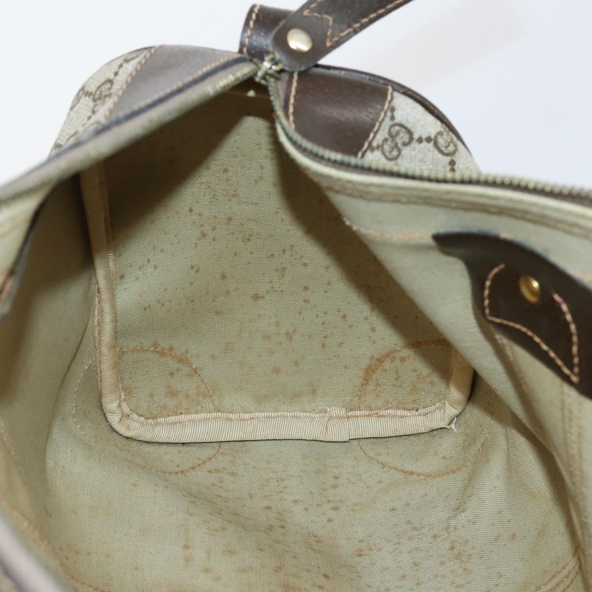 GUCCI GG Supreme Web Sherry Line Boston Bag PVC Beige Gold Auth 150574