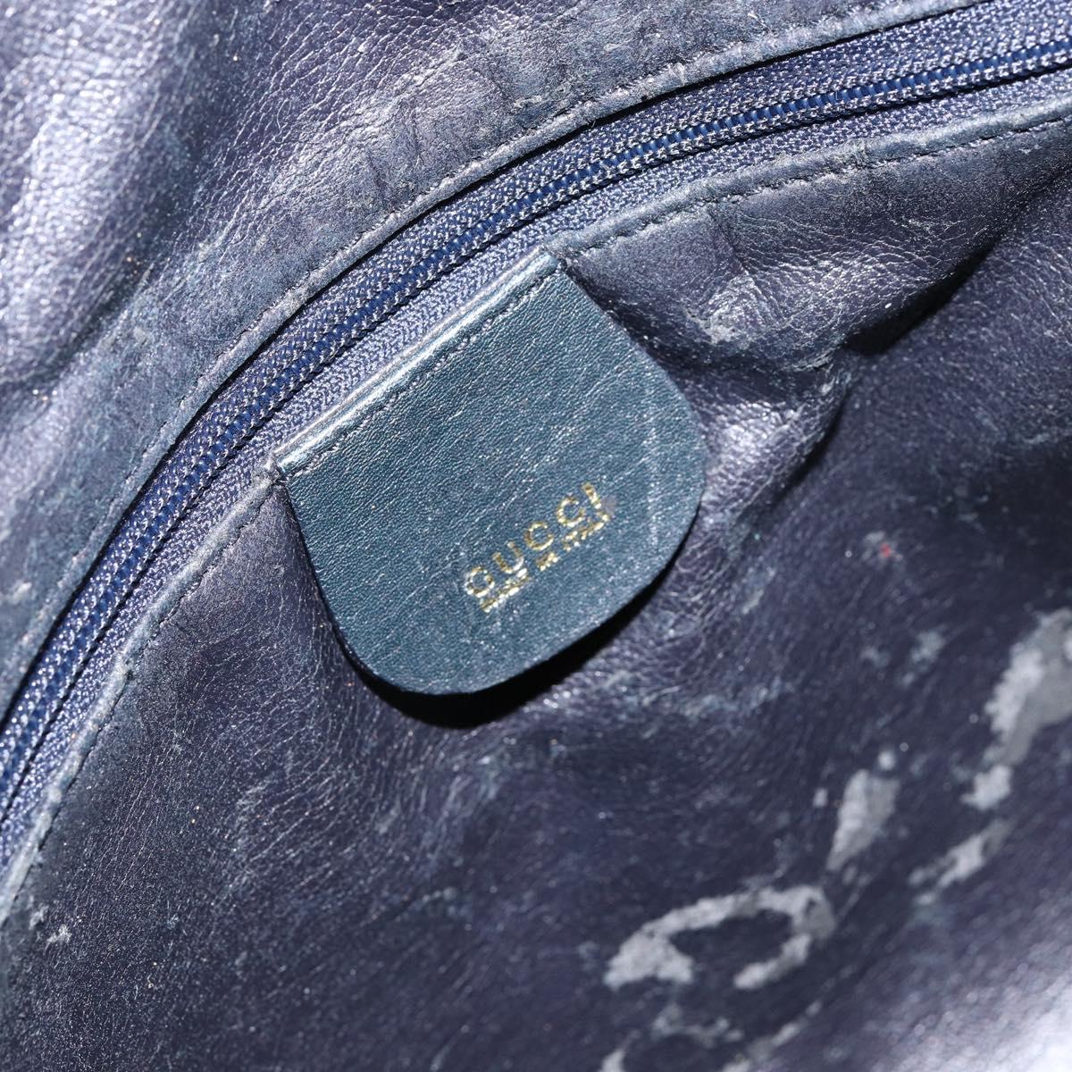 GUCCI Bamboo Hand Bag Leather Black Gold 001 3444 1638 Auth 150577