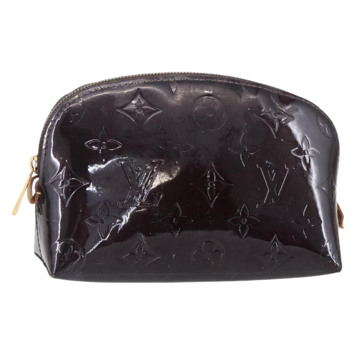 LOUIS VUITTON Vernis Pochette Cosmetic PM Pouch Amarante M91495 LV Auth 150586