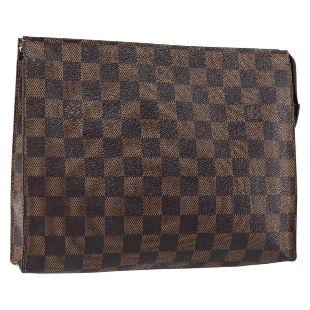 LOUIS VUITTON Damier Ebene Poche Toilette 26 Pouch N47543 LV Auth 150587