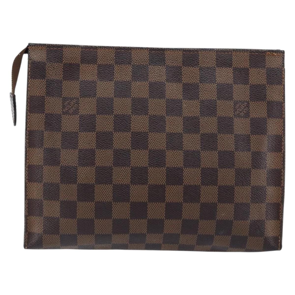 LOUIS VUITTON Damier Ebene Poche Toilette 26 Pouch N47543 LV Auth 150587