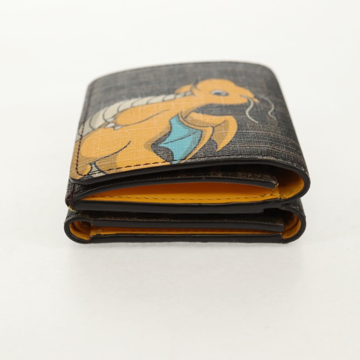 FENDI Zucca Canvas Compact Wallet PVC FENDI x FRGMT x POKMON Black Auth 150605M