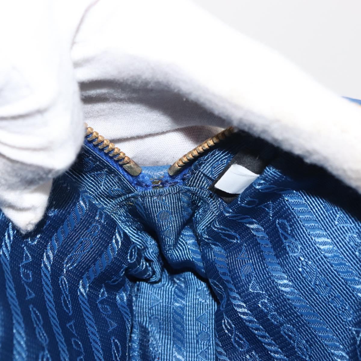 PRADA Shoulder Bag Nylon Blue Gold Auth 150608A