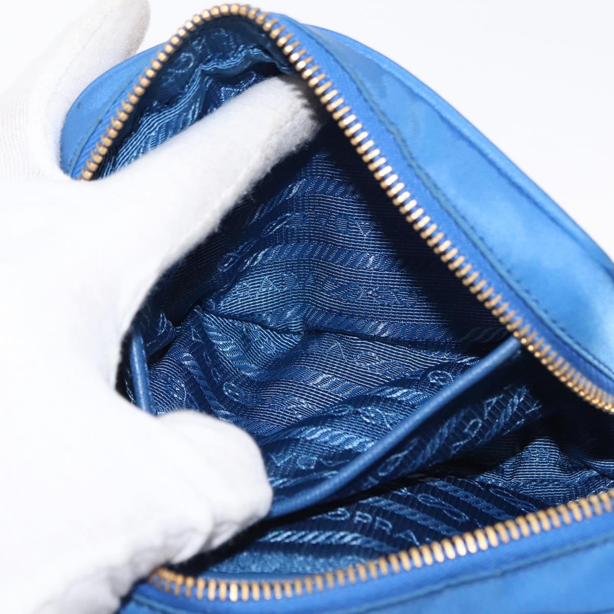 PRADA Shoulder Bag Nylon Blue Gold Auth 150608A