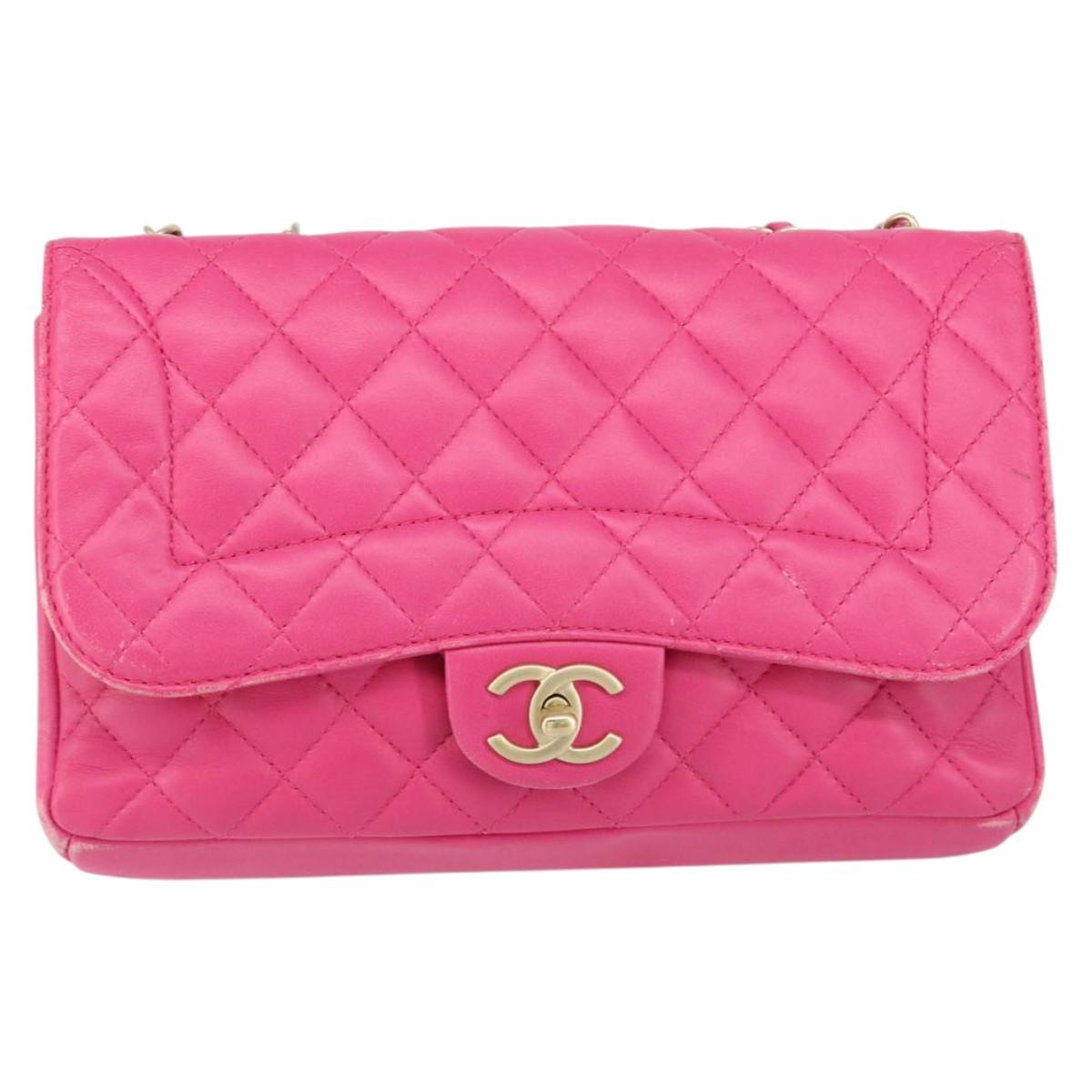 CHANEL Mini Matelasse Chain Shoulder Bag Lamb Skin Pink Gold CC Auth 150617