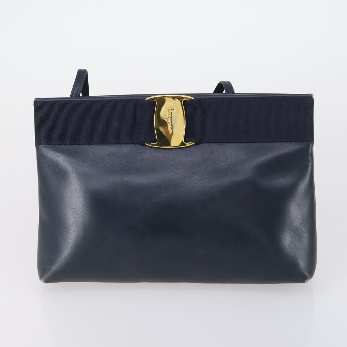 Salvatore Ferragamo Gucci GG Supreme Bag PVC Leather 2 Set Beige Navy Auth 150618