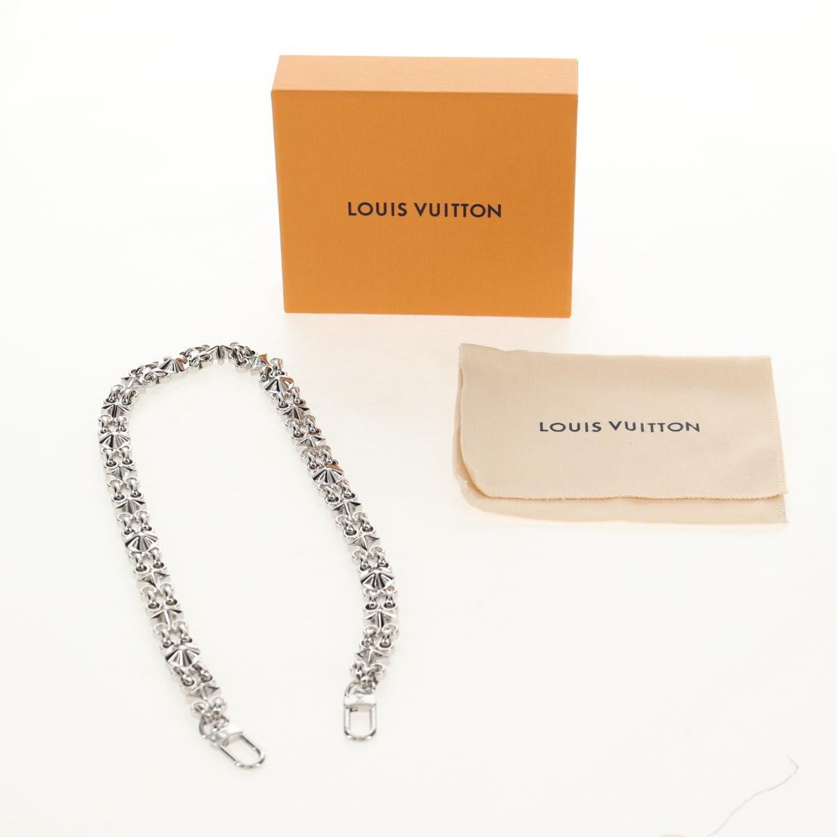 LOUIS VUITTON Chain Shoulder Strap metal 25.6"" Silver LV Auth 150642M