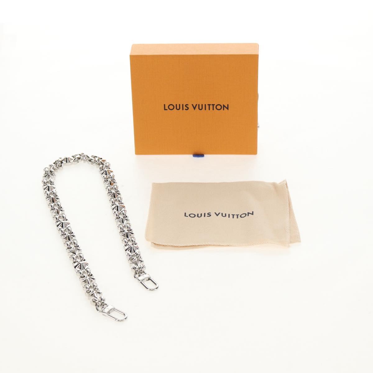 LOUIS VUITTON Chain Shoulder Strap metal 25.6"" Silver LV Auth 150643M