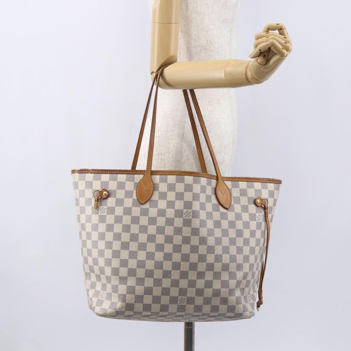 LOUIS VUITTON Damier Azur Neverfull MM Tote Bag N41605 LV Auth 150697