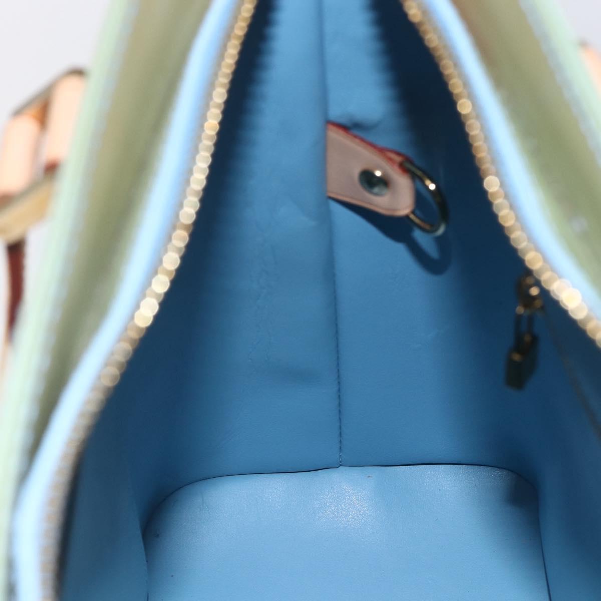 LOUIS VUITTON Monogram Vernis Houston Hand Bag Baby Blue M91005 LV Auth 150700