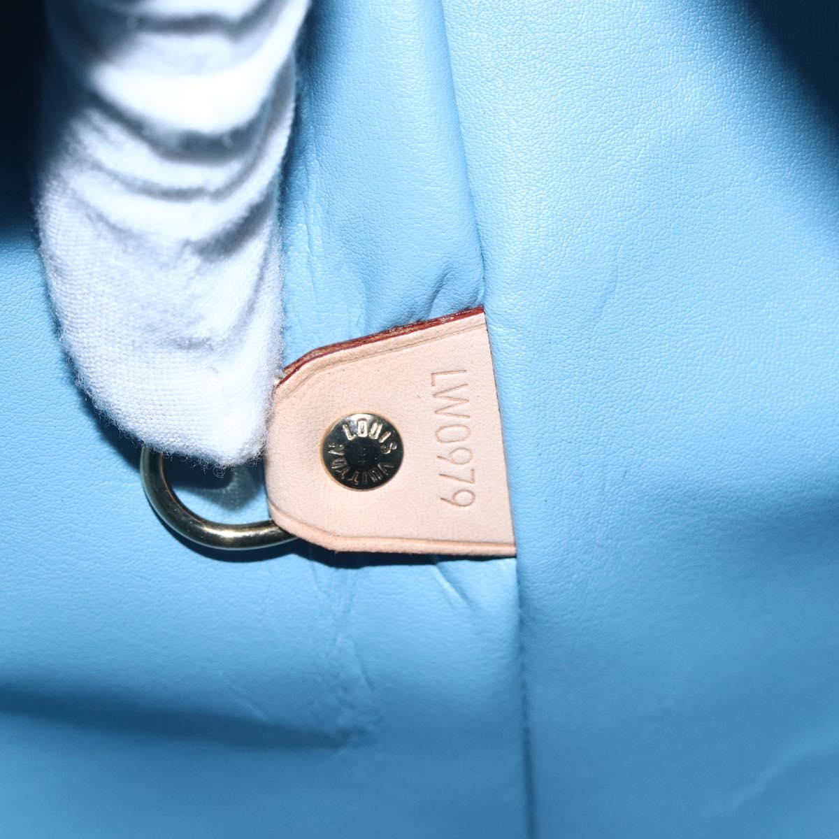 LOUIS VUITTON Monogram Vernis Houston Hand Bag Baby Blue M91005 LV Auth 150700