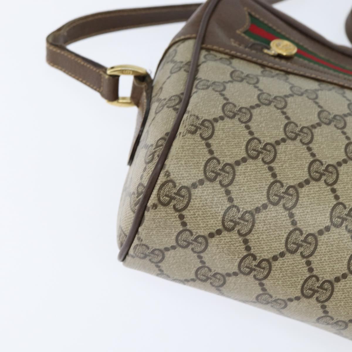 GUCCI GG Supreme Web Sherry Line Bag PVC Beige Gold 001 113 6472 Auth 150723