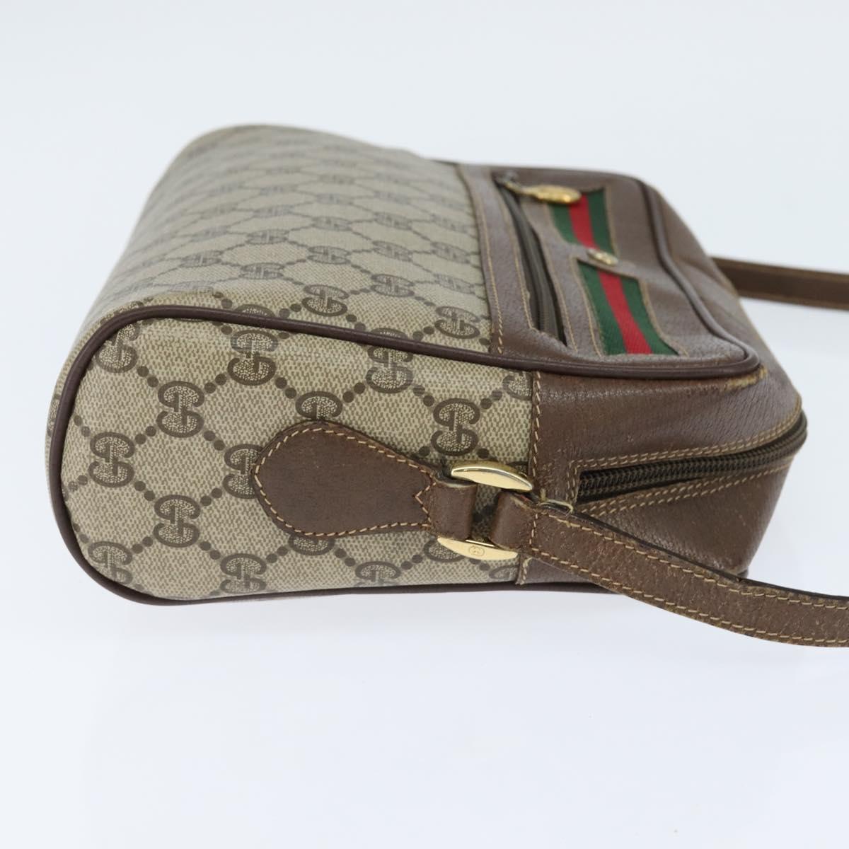 GUCCI GG Supreme Web Sherry Line Bag PVC Beige Gold 001 113 6472 Auth 150723