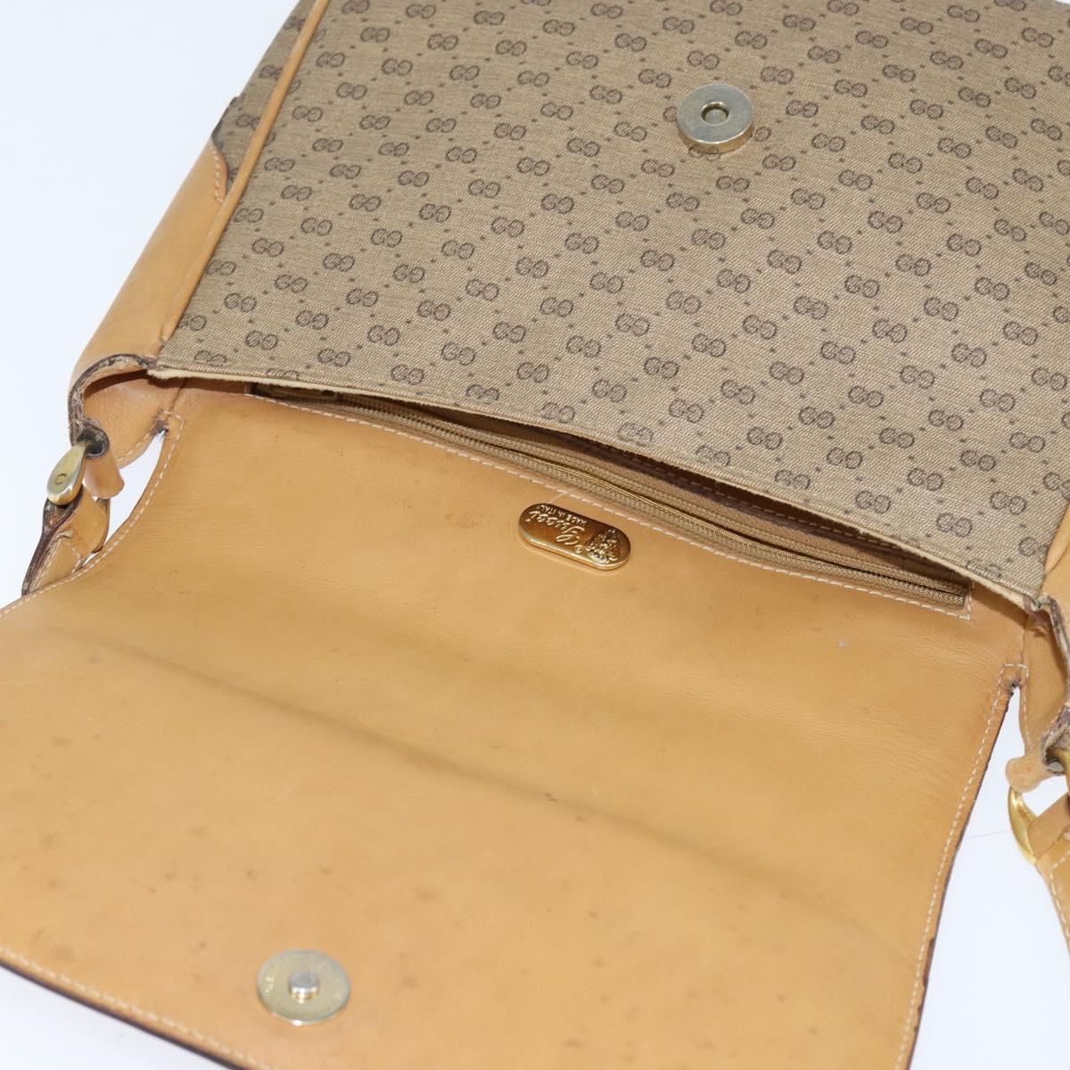 GUCCI Micro GG Supreme Shoulder Bag PVC Beige Gold Auth 150726