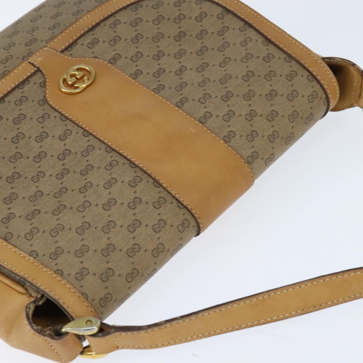 GUCCI Micro GG Supreme Shoulder Bag PVC Beige Gold Auth 150726