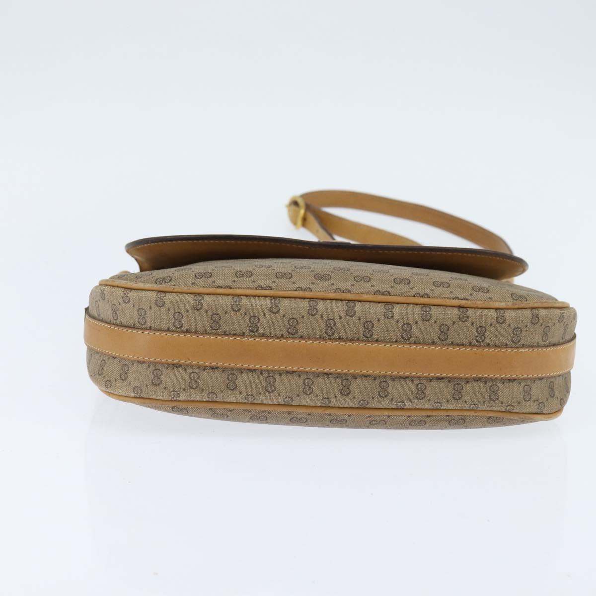 GUCCI Micro GG Supreme Shoulder Bag PVC Beige Gold Auth 150726