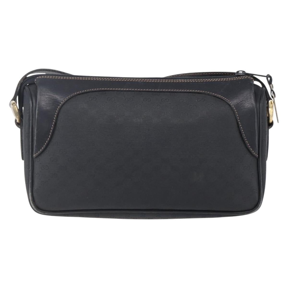 GUCCI Micro GG Supreme Shoulder Bag PVC Black Gold 001 37 0443 Auth 150727