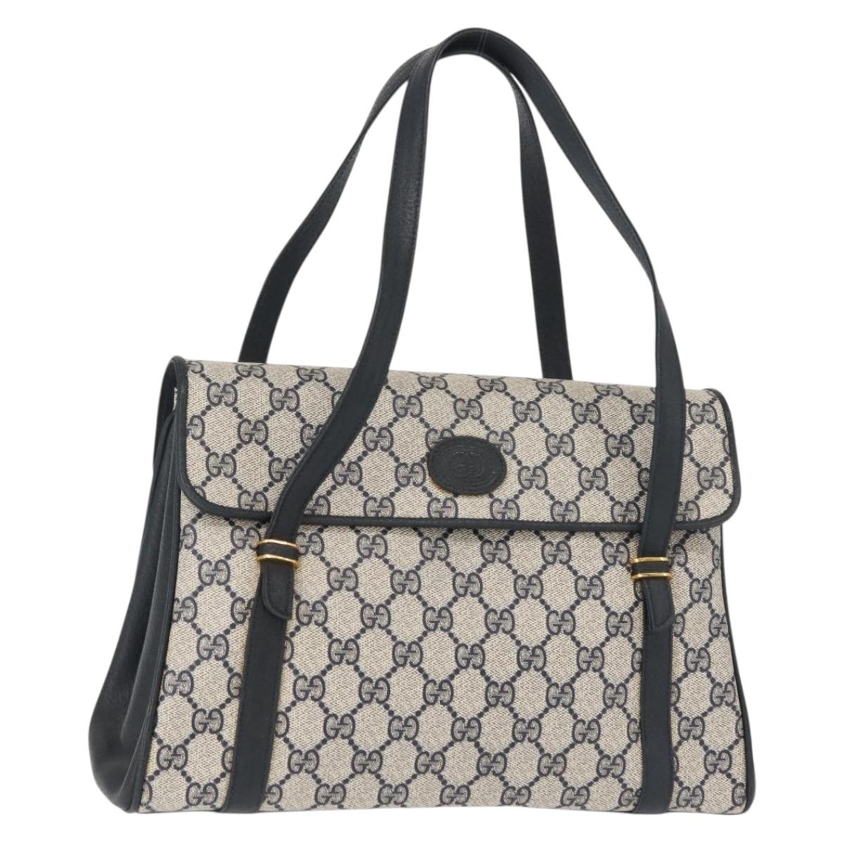 GUCCI GG Supreme Shoulder Bag PVC Navy Gold 000 46 4857 Auth 150729