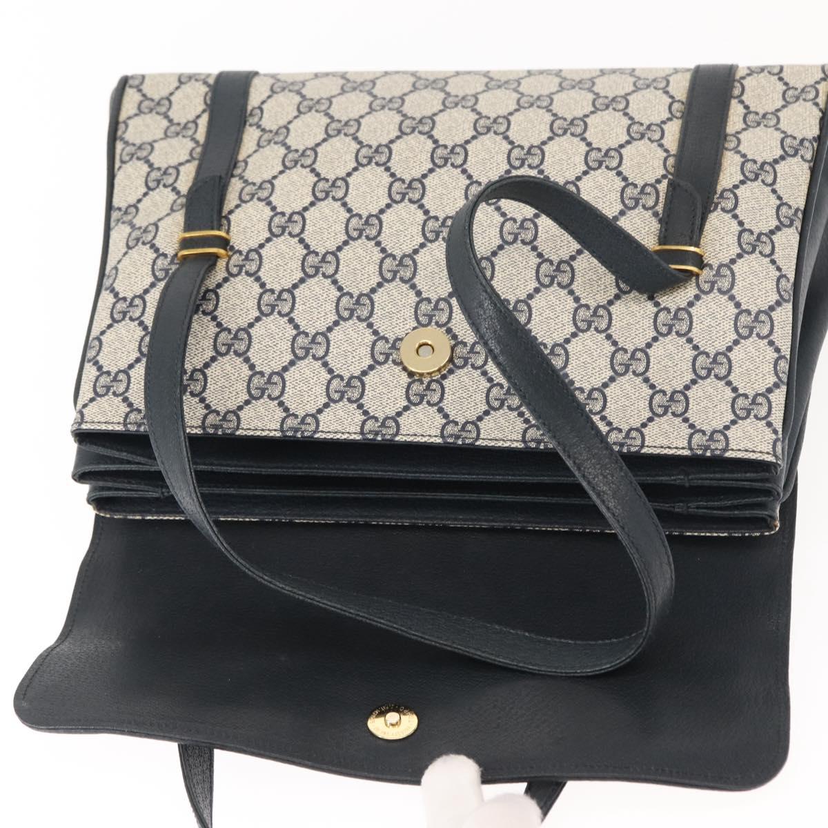 GUCCI GG Supreme Shoulder Bag PVC Navy Gold 000 46 4857 Auth 150729