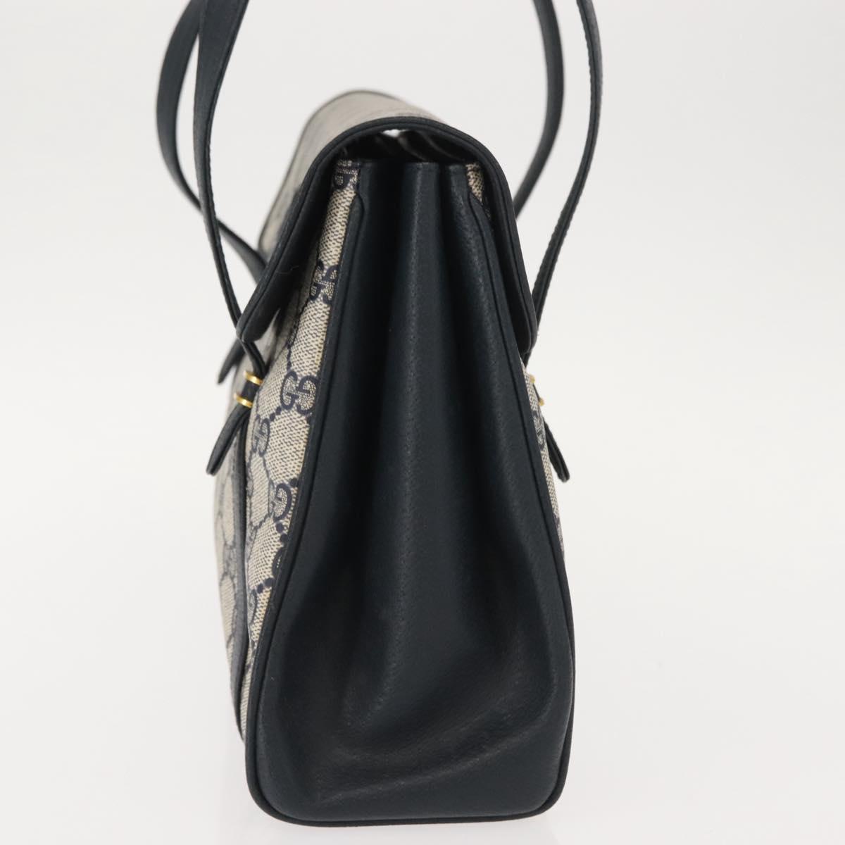 GUCCI GG Supreme Shoulder Bag PVC Navy Gold 000 46 4857 Auth 150729
